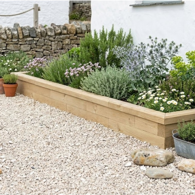 Beeteinfassung mit zwei Ecken / 300 x 112,5 x 25 cm