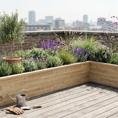 XL Hochbeet L-Form / 375 x 225 x 82,5 x 55 cm