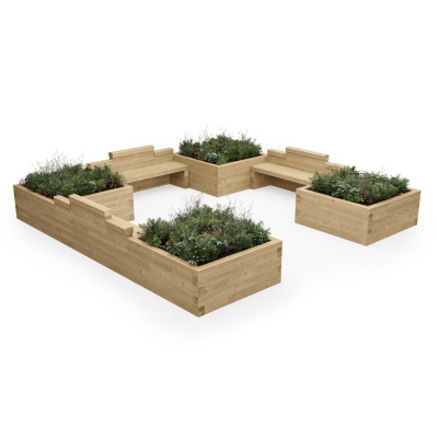Extra Long Triple Planter Seat for Kids / 3.75 x 3.75 x 0.45m
