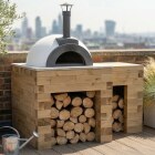 Holztisch für Outdoor-Pizzaofen mit Arbeitsfläche / 1,5 x 0,9 x 0,95 m