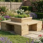 Gartenbank mit Hochbeet - Quadratisch / 150 x 150 x 45 cm